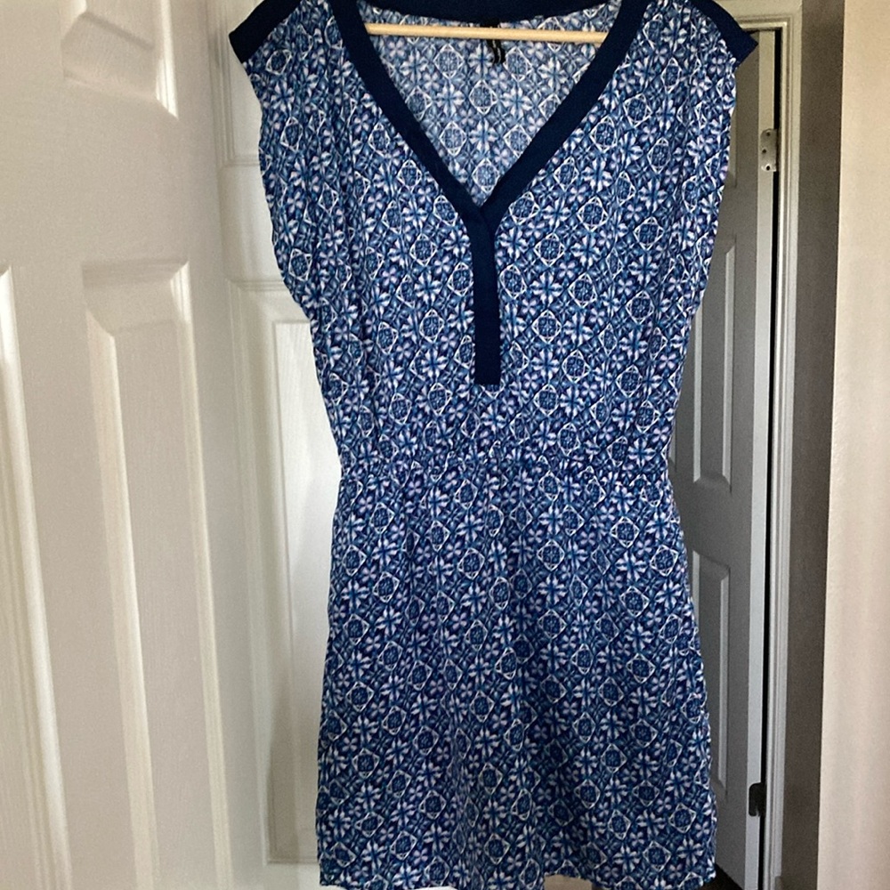 Blue and White Patterned Skirt